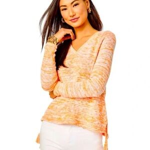 EUC Lilly Pulitzer Orange Cantaloupe Joey V Neck Sweater XXL